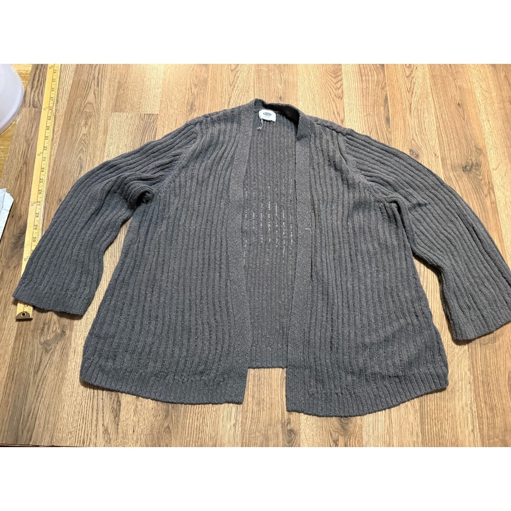 Old Navy Sweater Women Size XL Gray Sweater Open Front Ribbed Knit